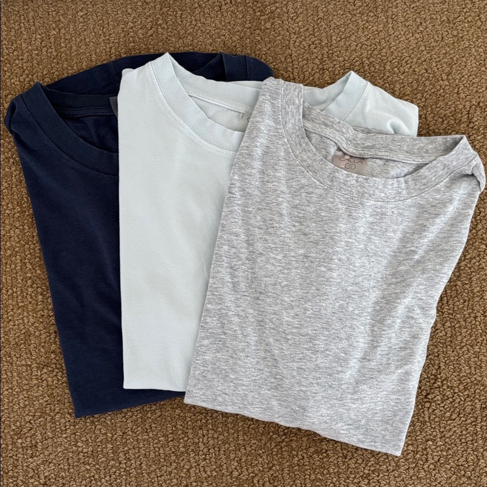 Set of 3 Calia Athletic Short Sleeve Shirts Size M in blue, gray and pale blue